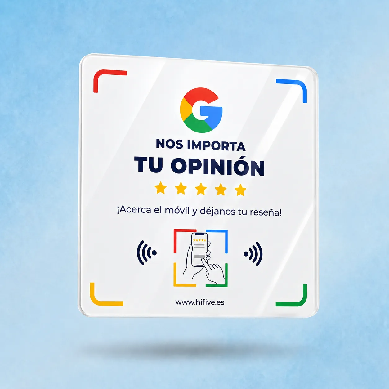 Placa acrílica NFC de reseñas